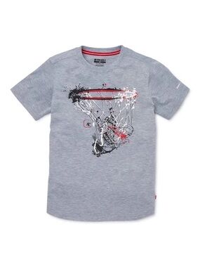 Grey Boys' Basketball Graphic Tee with Hoop Print - GND